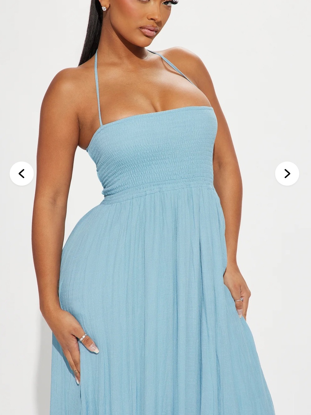 Hayley Halter Smocked Backless Maxi Dress - Blue - Picture 5 of 6